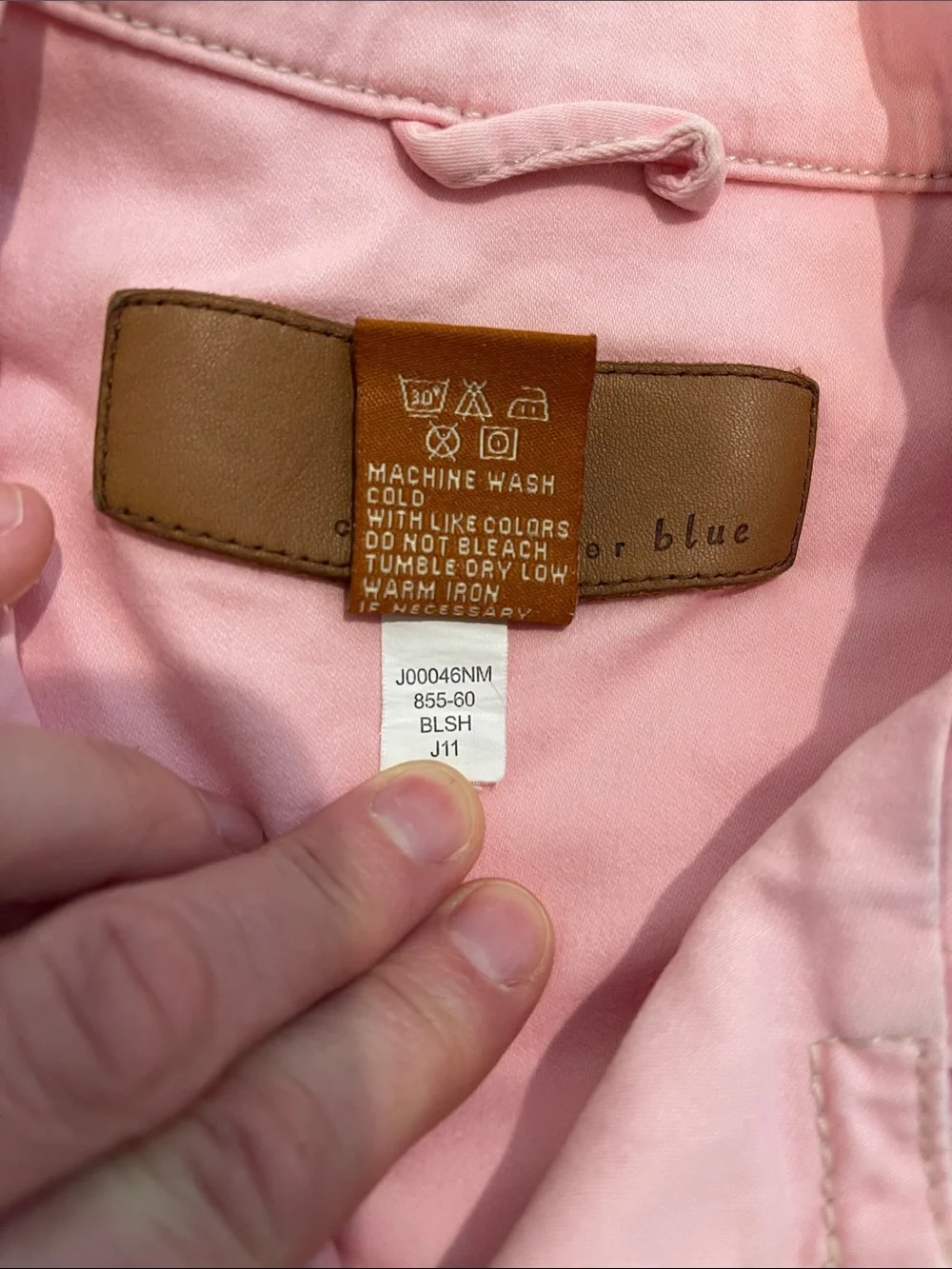 Christopher Blue Pink Cropped Denim Jacket